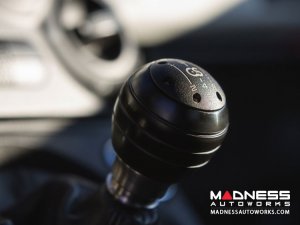 FIAT 500 Gear Shift Knob - Craven Speed - Stainless Steel w/ Black Acetal Outer Sleeve + Red Top - ABARTH Version